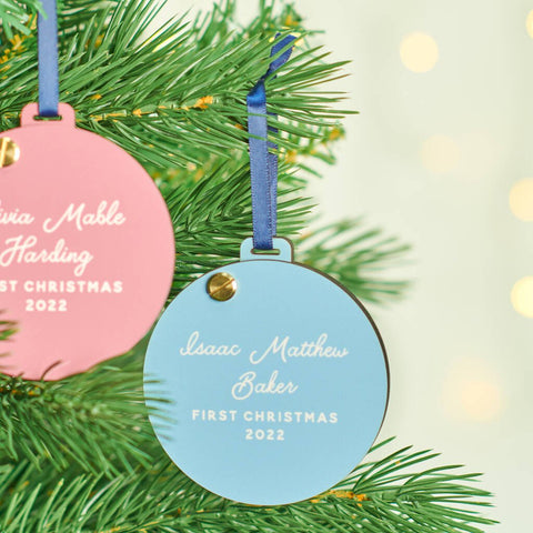 Personalised New Baby Photo Swivel Christmas Decoration - Oakdene Designs