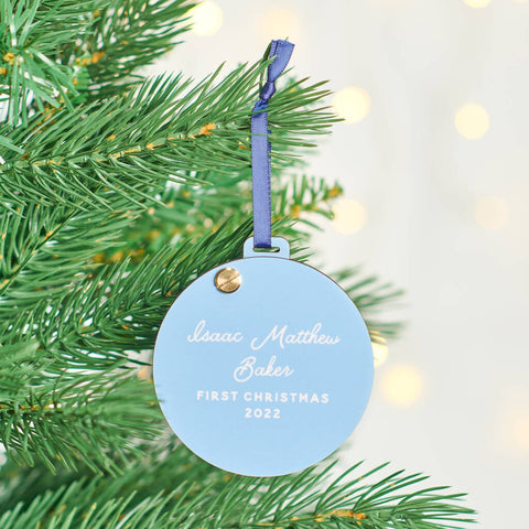 Personalised New Baby Photo Swivel Christmas Decoration - Oakdene Designs