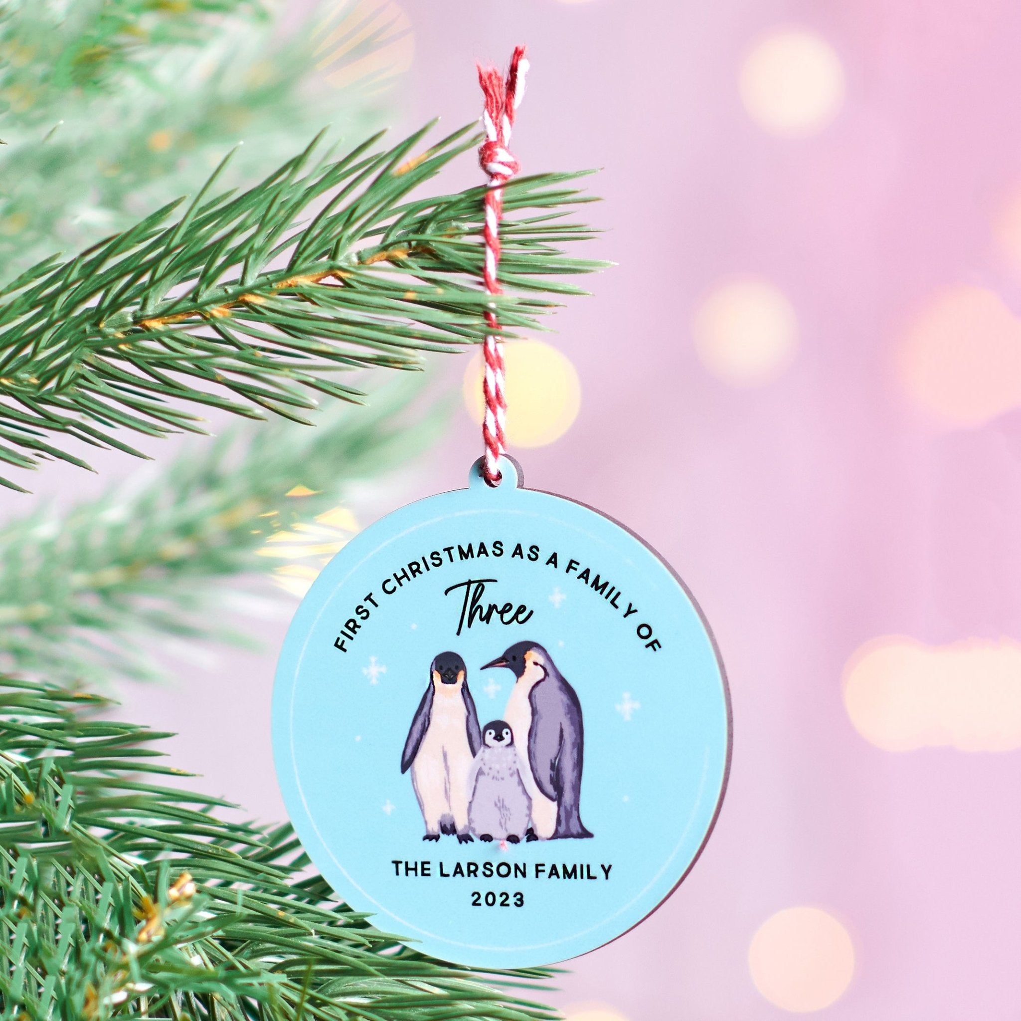 Personalised 'Our First Christmas Of Three' Christmas Bauble - Oakdene Designs