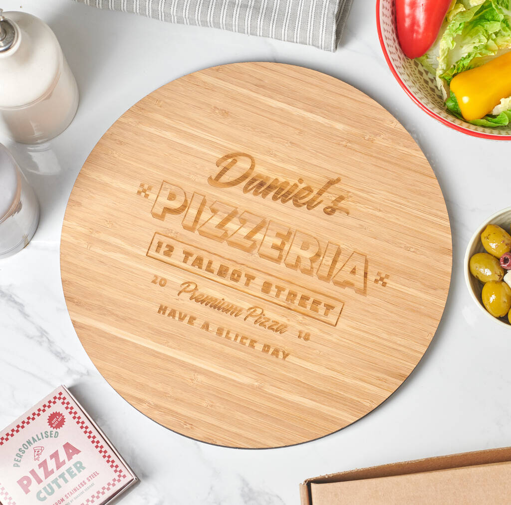 Personalised Pizza Board And Cutter Set - Oakdene Designs