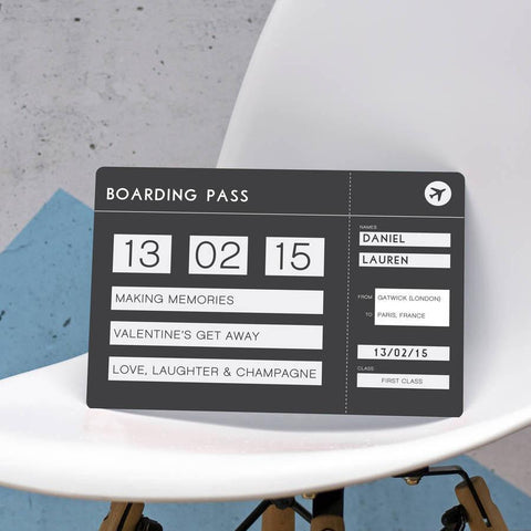 Personalised Plane Boarding Pass Ticket Plaque - Oakdene Designs