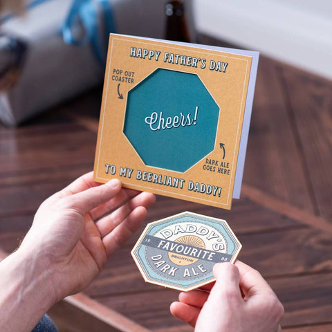 Personalised Pop Out Beer Mat Father's Day Card - Oakdene Designs