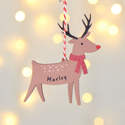 Personalised Reindeer Hanging Decoration - Oakdene Designs