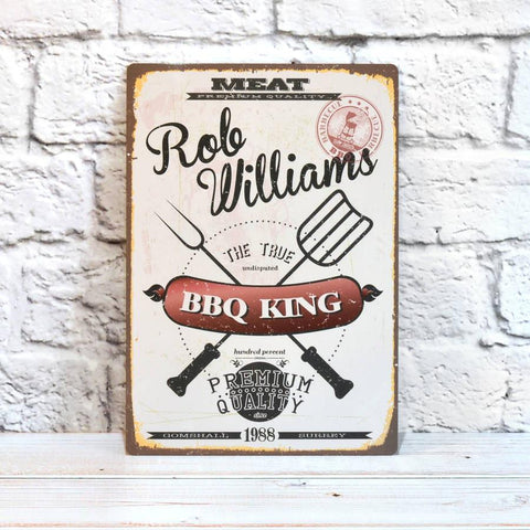 Personalised Retro BBQ King Sign - Oakdene Designs