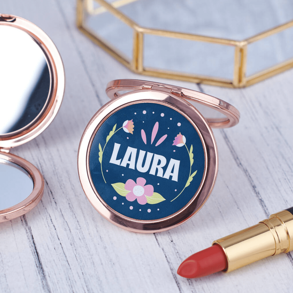 Personalised Rose Gold Pocket Mirror - Oakdene Designs