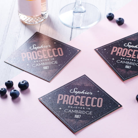 Personalised Set Of Retro Style Cocktail Mats - Oakdene Designs