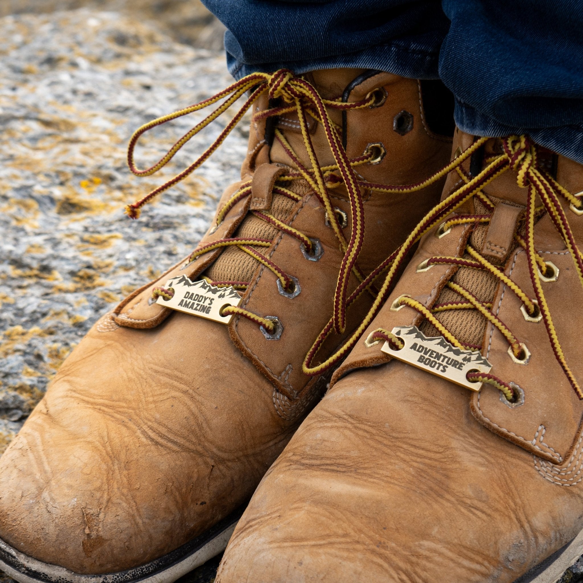 Personalised Solid Brass Hiking Boot Shoe Tags - Oakdene Designs