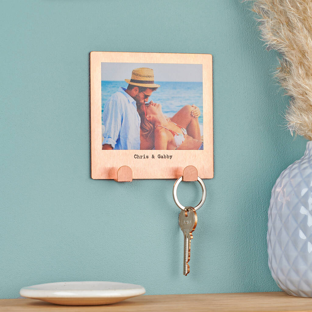 Personalised Solid Copper Couples Photo Key Hook - Oakdene Designs