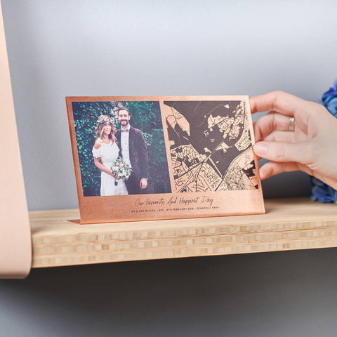 Personalised Solid Copper Photo And Map Print - Oakdene Designs