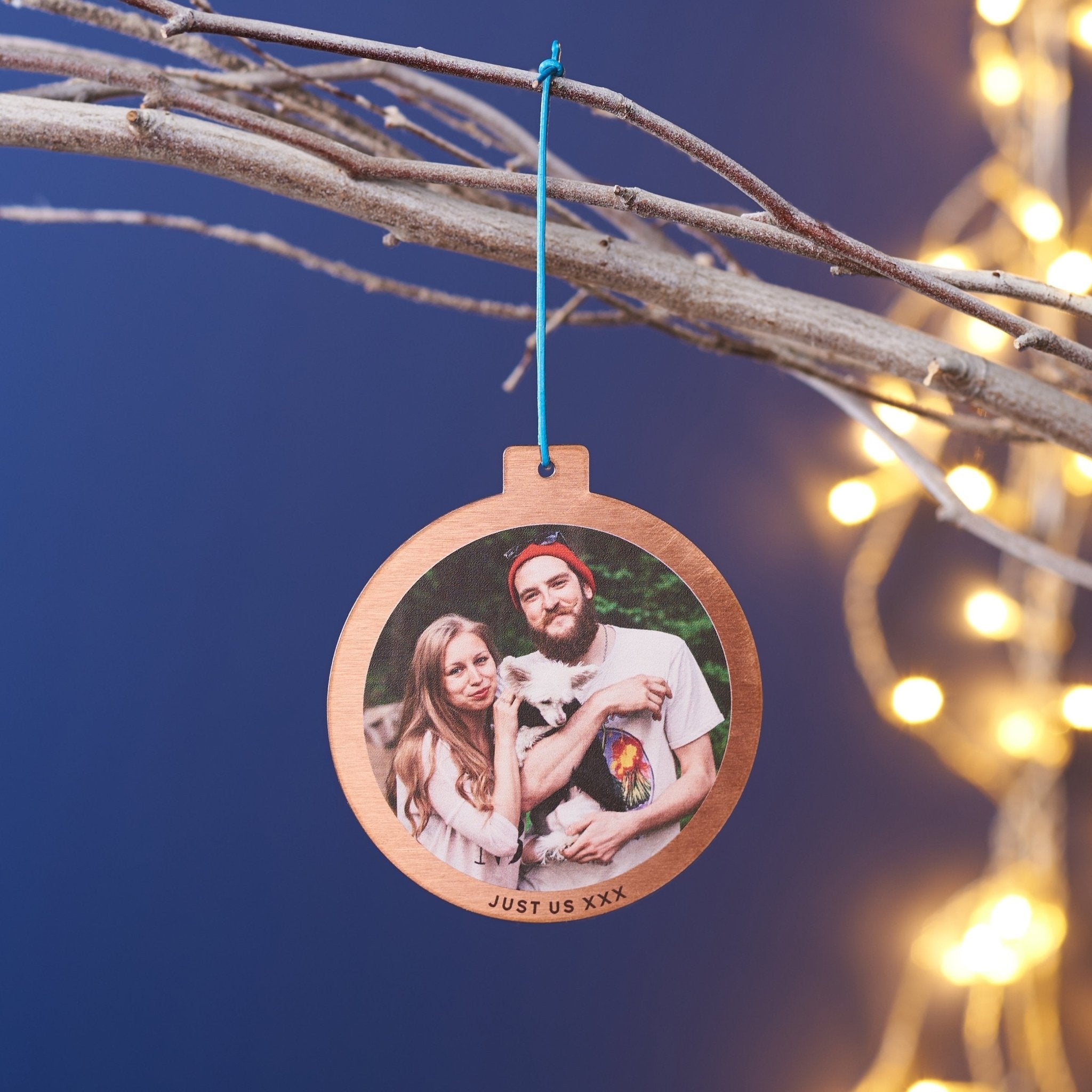 Personalised Solid Copper Photo Christmas Bauble - Oakdene Designs