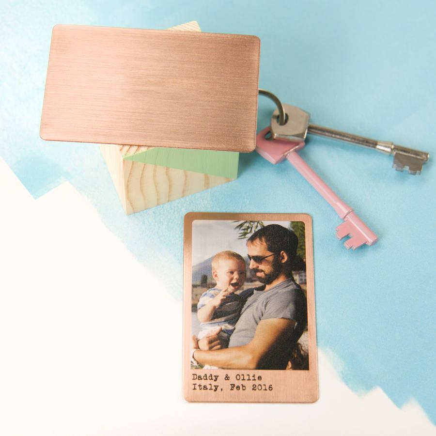 Personalised Solid Copper Wallet Photo Card - Oakdene Designs