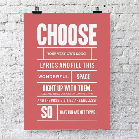 Personalised Song Lyric Print - Oakdene Designs