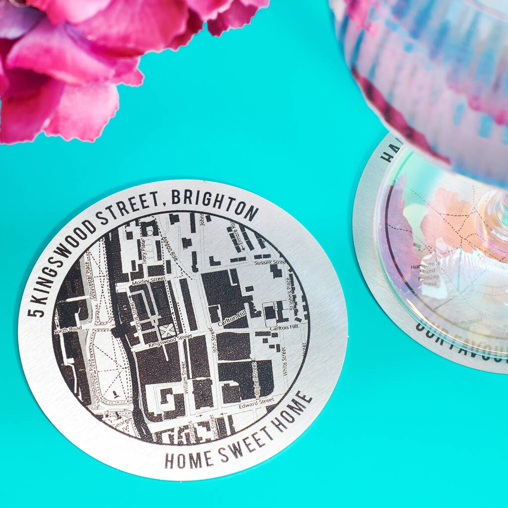 Personalised Stainless Steel Map Location Coaster - Oakdene Designs