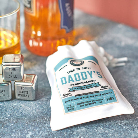 Personalised Stainless Steel Whisky Cubes in a Bag - Oakdene Designs