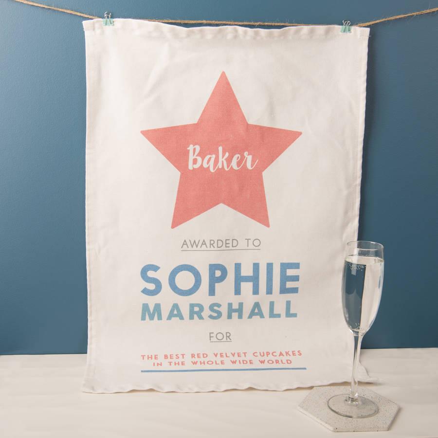 Personalised Star Baker Tea Towel - Oakdene Designs