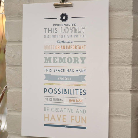 Personalised Typographic Quote Print - Oakdene Designs