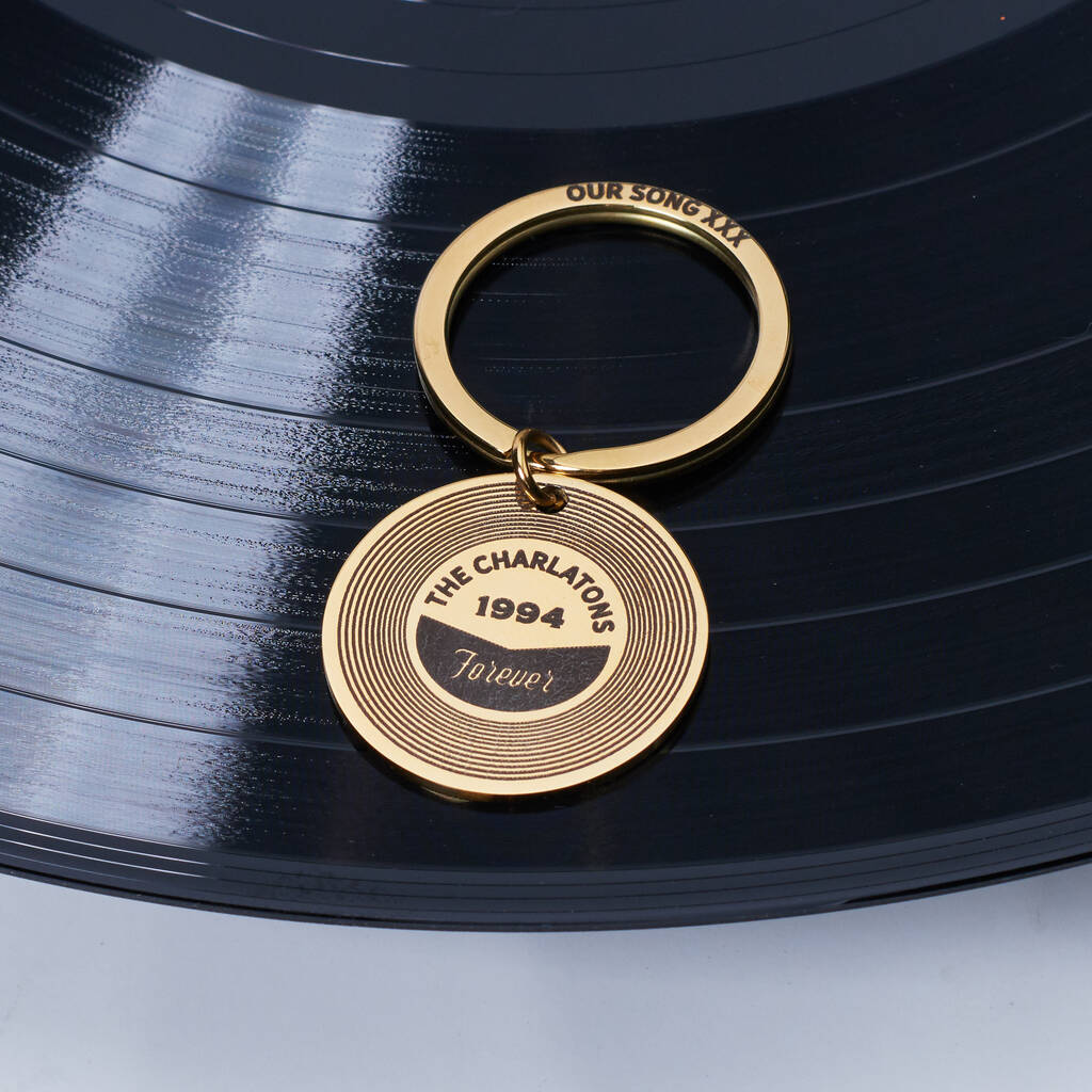 Personalised Vinyl Record Music Metal Keyring - Oakdene Designs