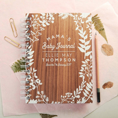 Personalised Walnut Baby Journal - Oakdene Designs