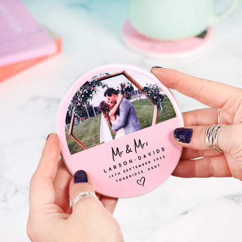 Personalised Wedding Couples Ceramic Photo Coasters - Oakdene Designs