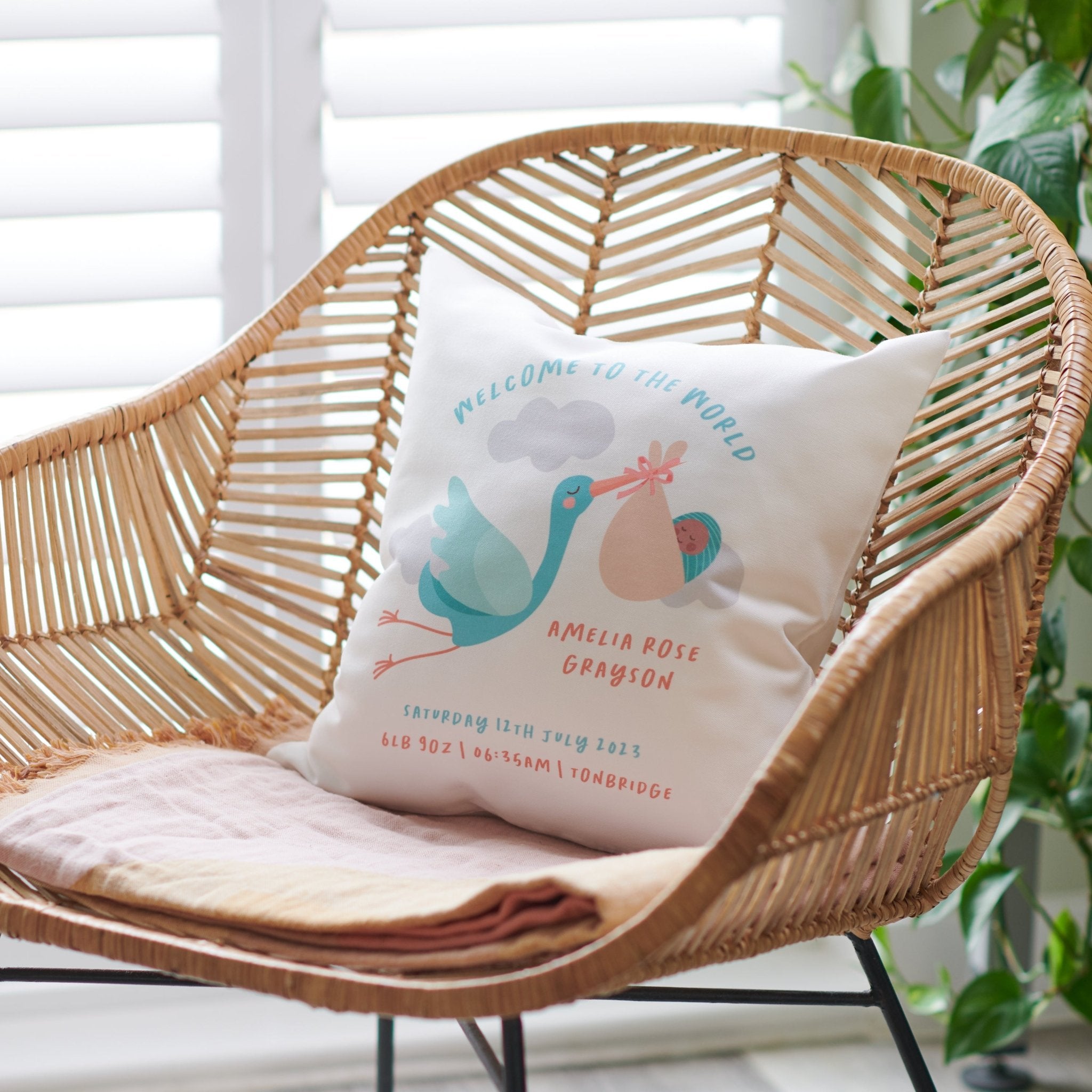 Personalised 'Welcome To The World' New Baby Cushion - Oakdene Designs