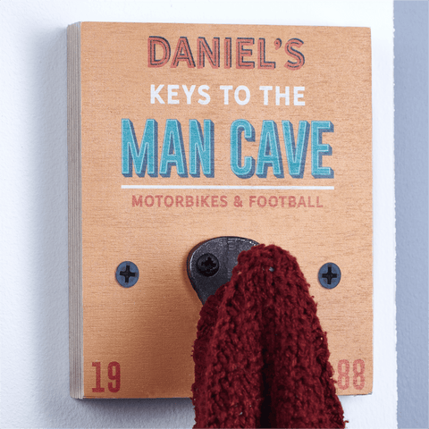 Personalised Wooden Man Cave Key Hook - Oakdene Designs