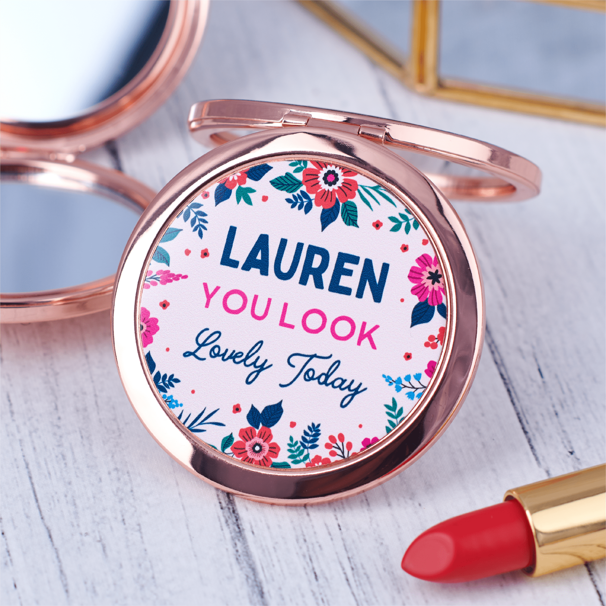 Personalised 'You Look Lovely' Rose Gold Pocket Mirror - Oakdene Designs