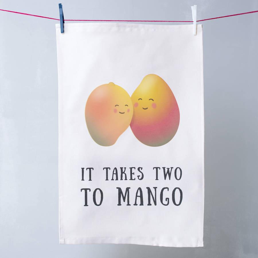 'Two To Mango' Cute Fruit Pun Tea Towel - Oakdene Designs