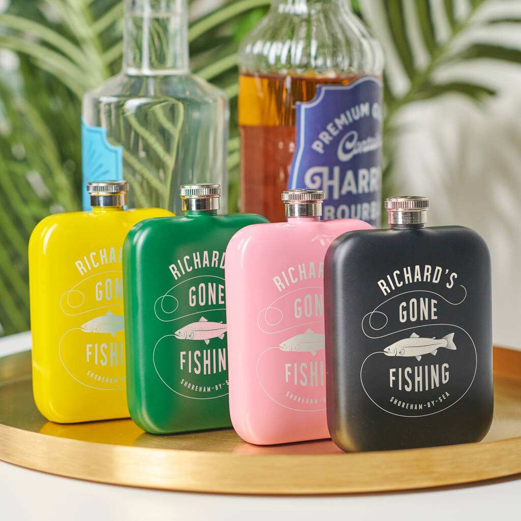 Personalised Gone Fishing Hip Flask   – Oakdene Designs